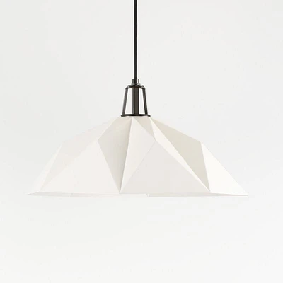 Maddox White Faceted Large Pendant Light with Black Socket