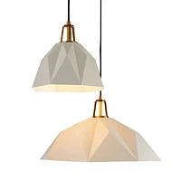Maddox White Faceted Pendant Light with Brass Socket