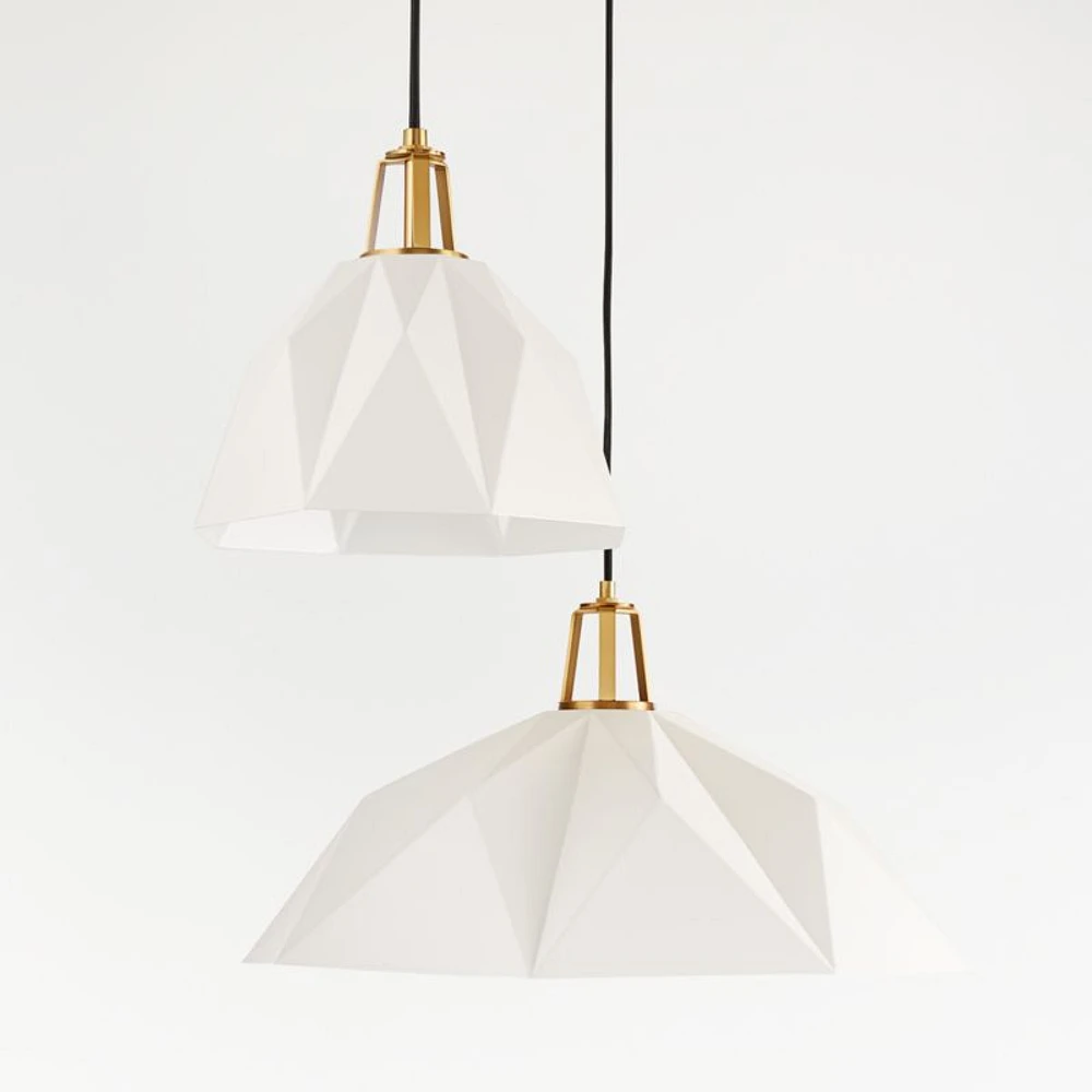 Maddox White Faceted Pendant Light with Brass Socket