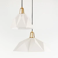 Maddox White Faceted Pendant Light with Brass Socket