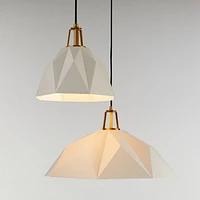 Maddox White Faceted Pendant Light with Brass Socket