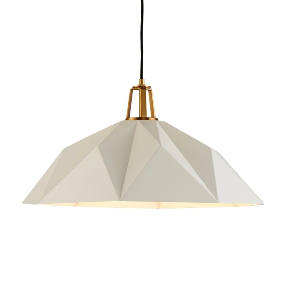 Maddox White Faceted Pendant Light with Brass Socket