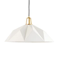 Maddox White Faceted Pendant Light with Brass Socket