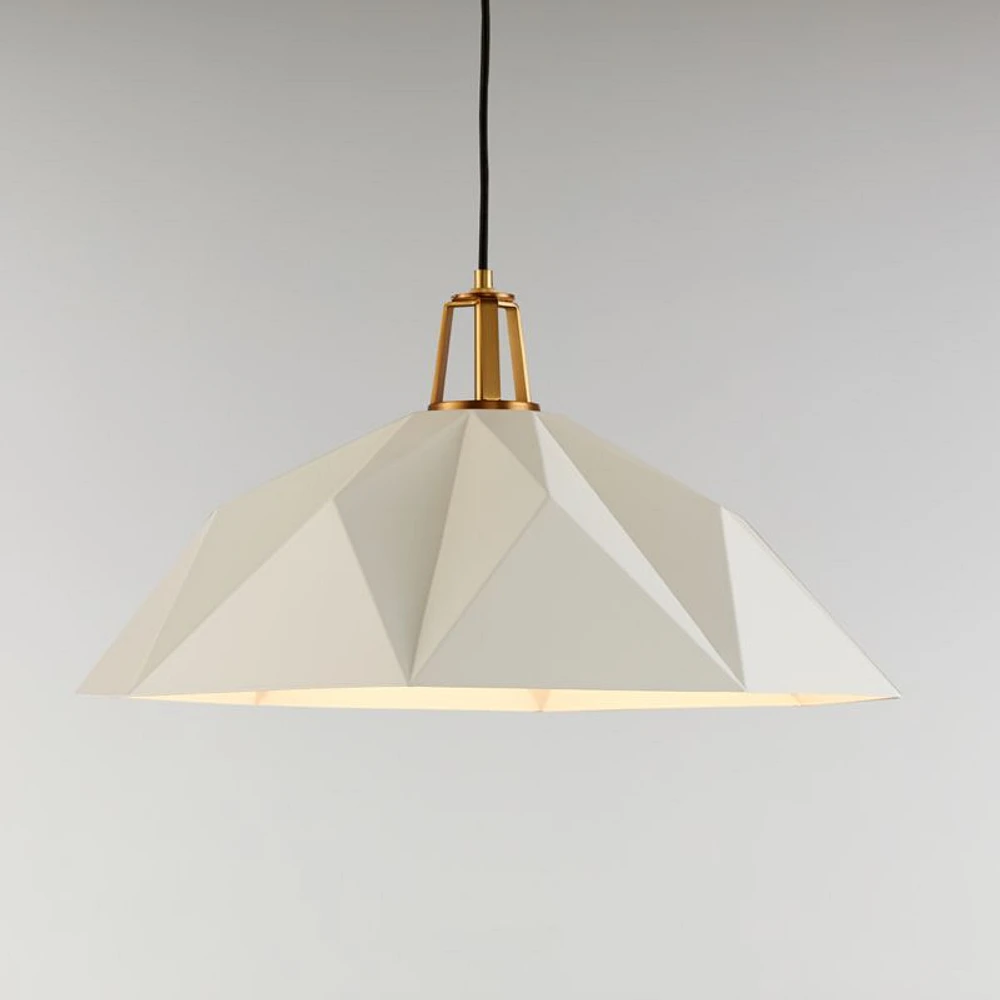 Maddox White Faceted Pendant Light with Brass Socket