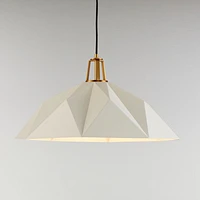 Maddox White Faceted Pendant Light with Brass Socket