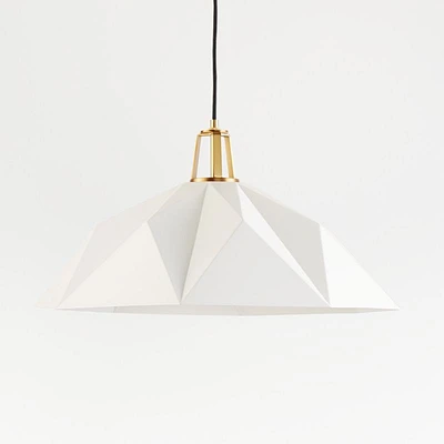 Maddox White Faceted Pendant Light with Brass Socket