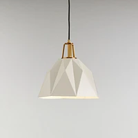 Maddox White Faceted Pendant Light with Brass Socket
