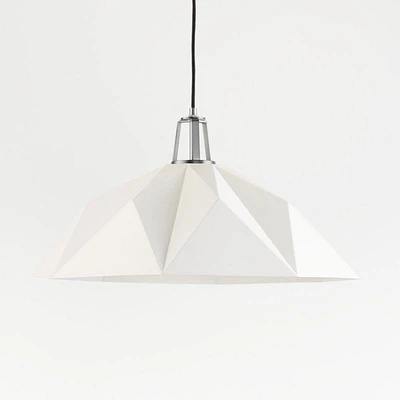 Maddox White Faceted Pendant Large with Nickel Socket