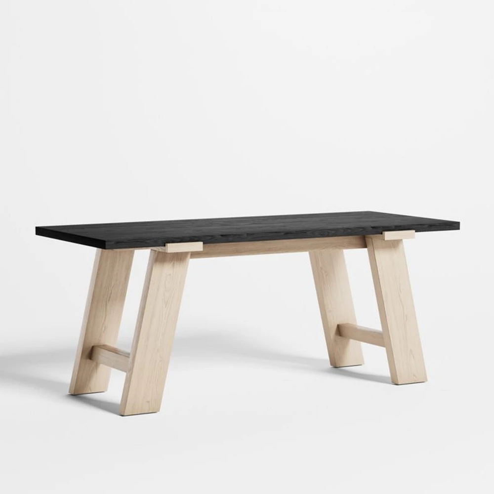 Madison 72" Ebonized Wood Desk with Bleached Base