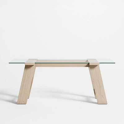 Madison 72" Glass Desk with Bleached Wood Base