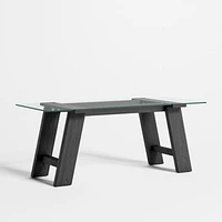 Madison 72" Glass Desk with Ebonized Wood Base