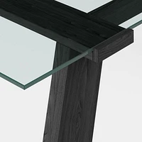 Madison 72" Glass Desk with Ebonized Wood Base