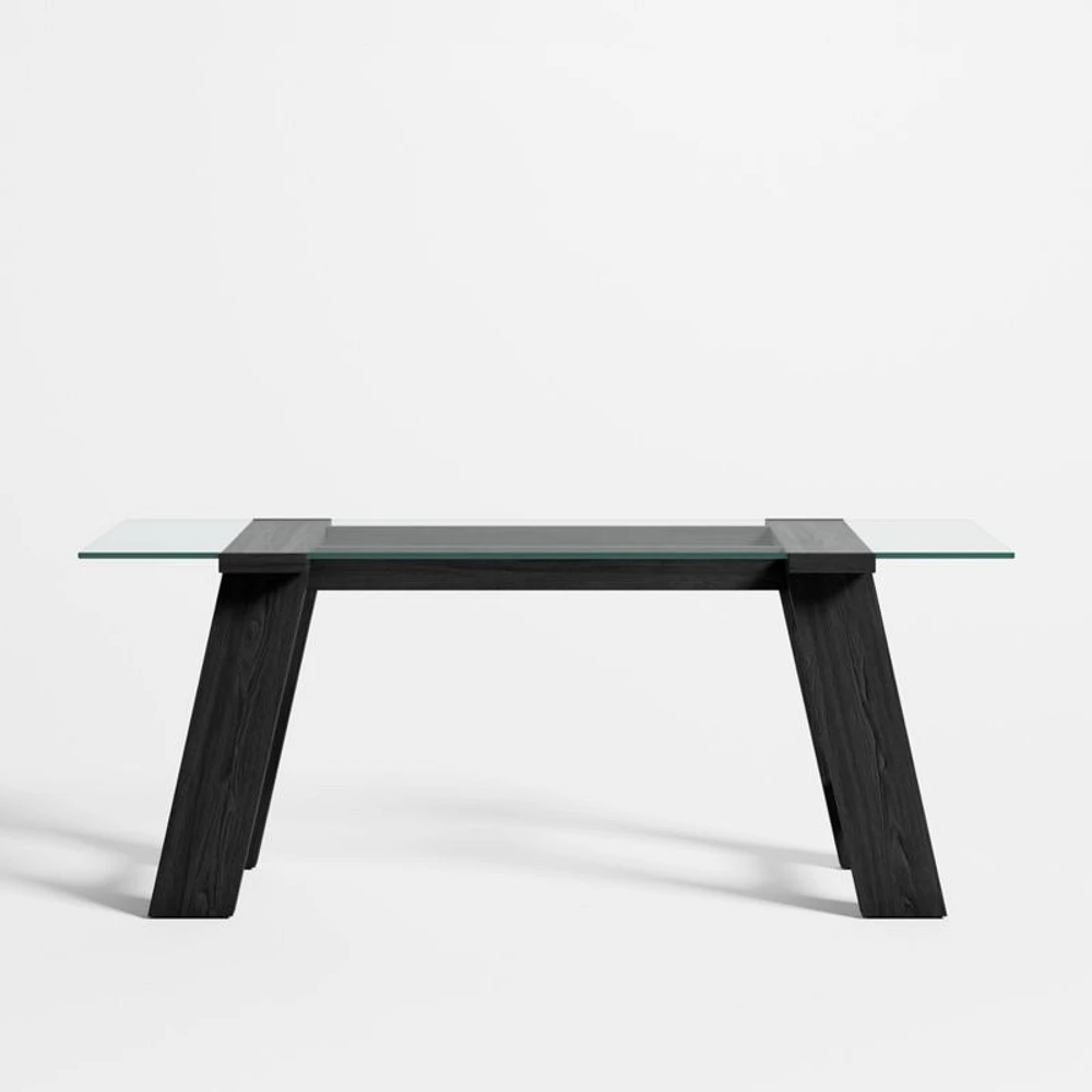 Madison 72" Glass Desk with Ebonized Wood Base