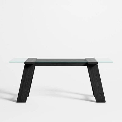 Madison 72" Glass Desk with Ebonized Wood Base