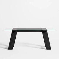 Madison 72" Glass Desk with Ebonized Wood Base