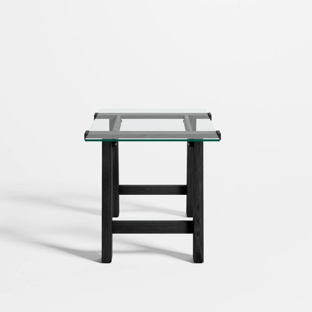 Madison 72" Glass Desk with Ebonized Wood Base