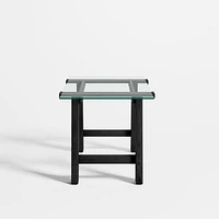 Madison 72" Glass Desk with Ebonized Wood Base