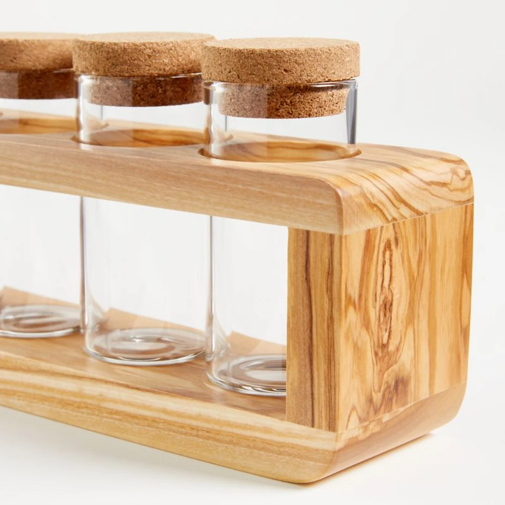 Maia Olivewood 6-Jar Spice Rack