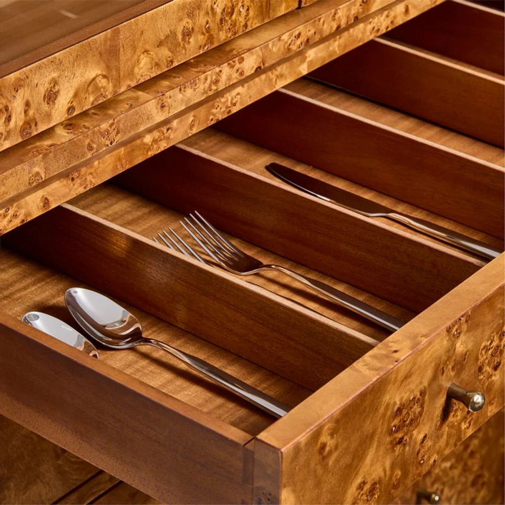Maison Burl Wood 8-Drawer Storage Credenza