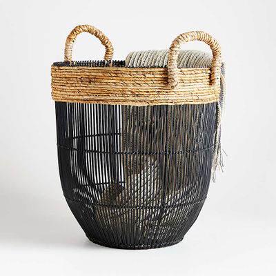 Malloe Tall Black Basket with Handles