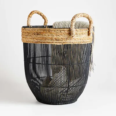 Malloe Tall Black Basket with Handles