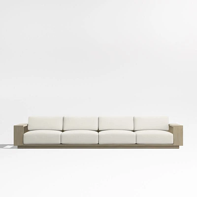 Mallorca 154" Wood 2-Piece Outdoor Sofa with Canvas Natural Sunbrella ® Cushions