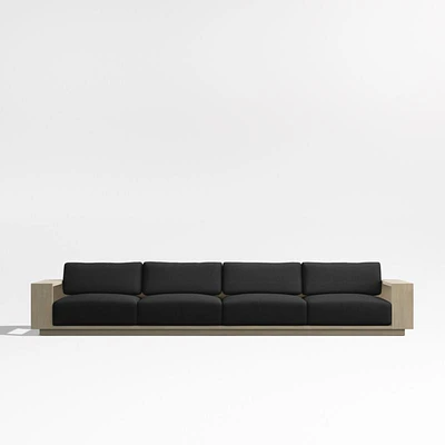 Mallorca 154" Wood 2-Piece Outdoor Sofa with Cast Charcoal Grey Sunbrella ® Cushions
