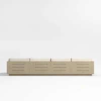 Mallorca Wood 5-Piece U-Shaped Outdoor Sectional Sofa with Ivory Cushions