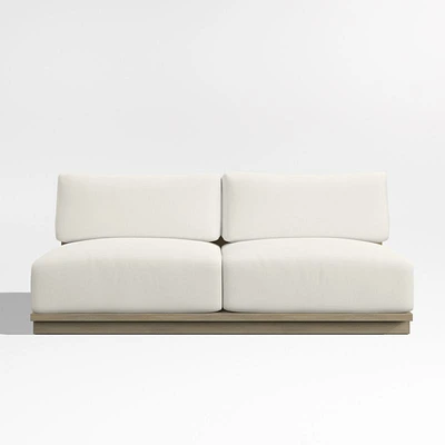 Mallorca 68" Wood Armless Outdoor Sofa with Canvas Natural Sunbrella ® Cushions