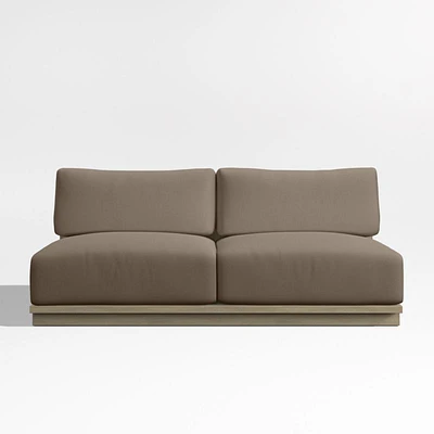 Mallorca 68" Wood Armless Outdoor Sofa with Cast Shale Brown Sunbrella ® Cushions