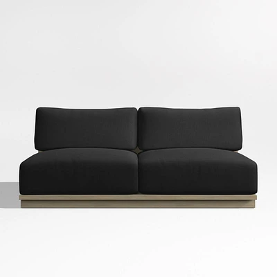Mallorca 68" Wood Armless Outdoor Sofa with Cast Charcoal Grey Sunbrella ® Cushions