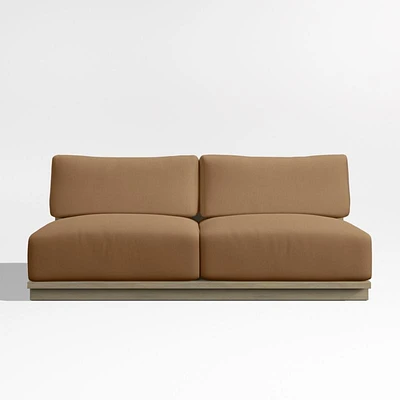 Mallorca 68" Wood Armless Outdoor Sofa with Cast Teak Brown Sunbrella ® Cushions