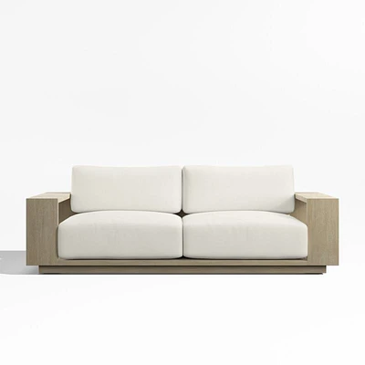 Mallorca 85" Wood Outdoor Sofa with Canvas Natural Sunbrella ® Cushions