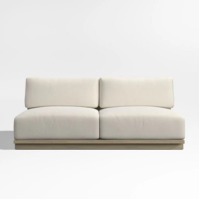 Mallorca 68" Wood Armless Outdoor Sofa with Ivory Cushions