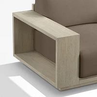 Mallorca Wood Double-Chaise Outdoor Sectional Sofa with Cast Shale Brown Sunbrella ® Cushions