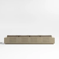 Mallorca Wood Double-Chaise Outdoor Sectional Sofa with Cast Shale Brown Sunbrella ® Cushions