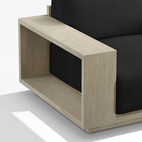 Mallorca Wood Double-Chaise Outdoor Sectional Sofa with Cast Charcoal Grey Sunbrella ® Cushions