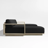 Mallorca Wood Double-Chaise Outdoor Sectional Sofa with Cast Charcoal Grey Sunbrella ® Cushions