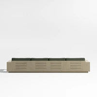 Mallorca Wood Double-Chaise Outdoor Sectional Sofa with Cast Sage Green Sunbrella ® Cushions