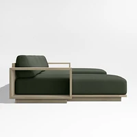 Mallorca Wood Double-Chaise Outdoor Sectional Sofa with Cast Sage Green Sunbrella ® Cushions