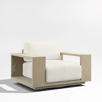 Mallorca Wood Outdoor Swivel Lounge Chair with Canvas Natural Sunbrella ® Cushions