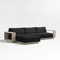 Mallorca Wood 2-Piece Left-Arm Chaise Outdoor Sectional Sofa with Cast Charcoal Grey Sunbrella ® Cushions