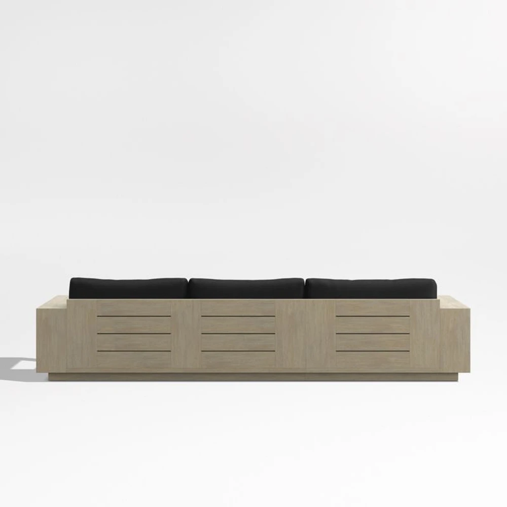 Mallorca Wood 2-Piece Left-Arm Chaise Outdoor Sectional Sofa with Cast Charcoal Grey Sunbrella ® Cushions