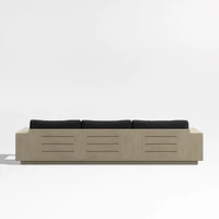 Mallorca Wood 2-Piece Left-Arm Chaise Outdoor Sectional Sofa with Cast Charcoal Grey Sunbrella ® Cushions