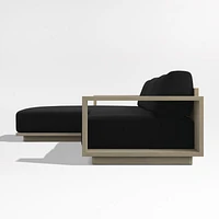 Mallorca Wood 2-Piece Left-Arm Chaise Outdoor Sectional Sofa with Cast Charcoal Grey Sunbrella ® Cushions