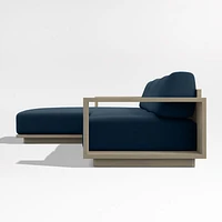 Mallorca Wood 2-Piece Left-Arm Chaise Outdoor Sectional Sofa with Cast Harbor Navy Blue Sunbrella ® Cushions