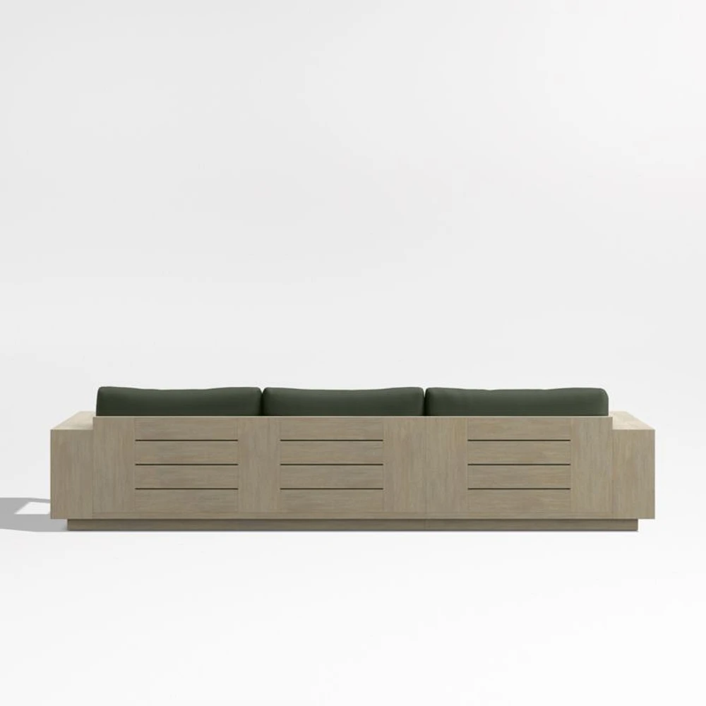 Mallorca Wood 2-Piece Left-Arm Chaise Outdoor Sectional Sofa with Cast Sage Green Sunbrella ® Cushions