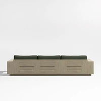 Mallorca Wood 2-Piece Left-Arm Chaise Outdoor Sectional Sofa with Cast Sage Green Sunbrella ® Cushions