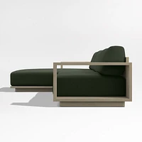 Mallorca Wood 2-Piece Left-Arm Chaise Outdoor Sectional Sofa with Cast Sage Green Sunbrella ® Cushions