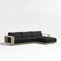 Mallorca Wood 2-Piece Right-Arm Chaise Outdoor Sectional Sofa with Cast Charcoal Grey Sunbrella ® Cushions